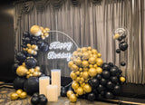 Melbourne birthday balloon party decoration with black and gold theme