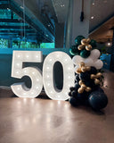Melbourne balloon garland and lights number decoration