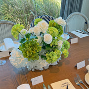 White & Green Artificial Flower Centrepiece Hire Melbourne