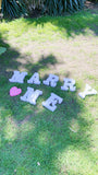 Melbourne propusal, marry me, and engagement flowers and balloons party decoration in park
