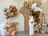 Melbourne baby shower balloon party decoration with sand white and chocolate color