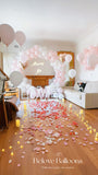 Melbourne proposal, marry me, and engagement flowers and balloons party decoration