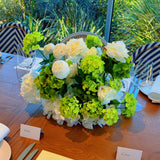 White & Green Artificial Flower Centrepiece Hire Melbourne