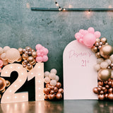 Melbourne 21st birthday party balloon garland + lights number