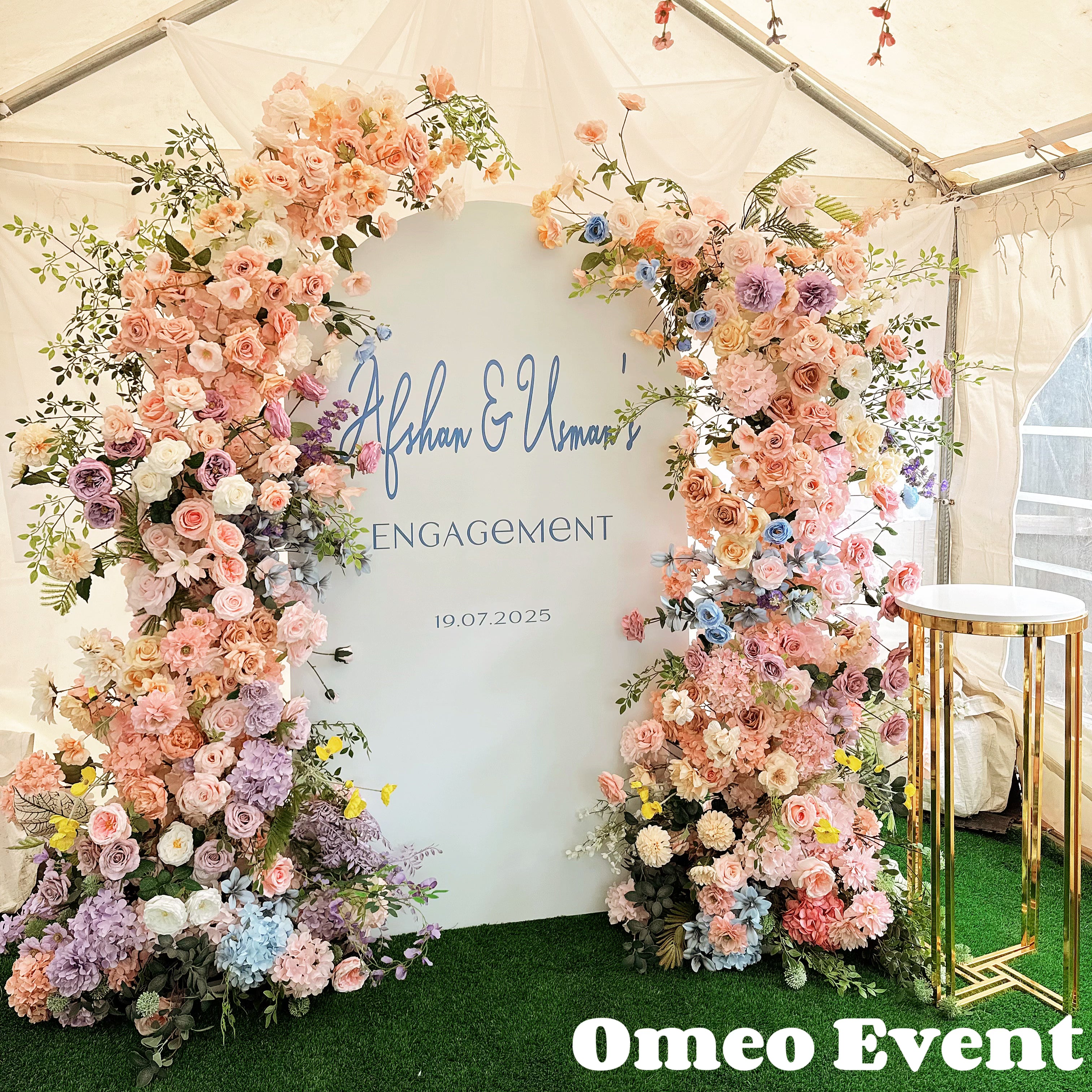 Pastel Artificial Flower Pillar & Backdrop Hire Melbourne