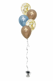 5PC LATEX BALLOON BOUQUET CONFETTICHROMEPLAIN COLOUR