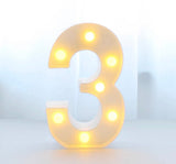 BLOVE Marquee Number 3 1.2m White Metal with Lights HIRE blove