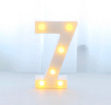BLOVE Marquee Number 7 1.2m White Metal with Lights HIRE