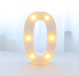 BLOVE Marquee Number 0 1.2m White Metal with Lights HIRE
