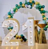 BLOVE Marquee Number 1 1.2m White Metal with Lights HIRE blove